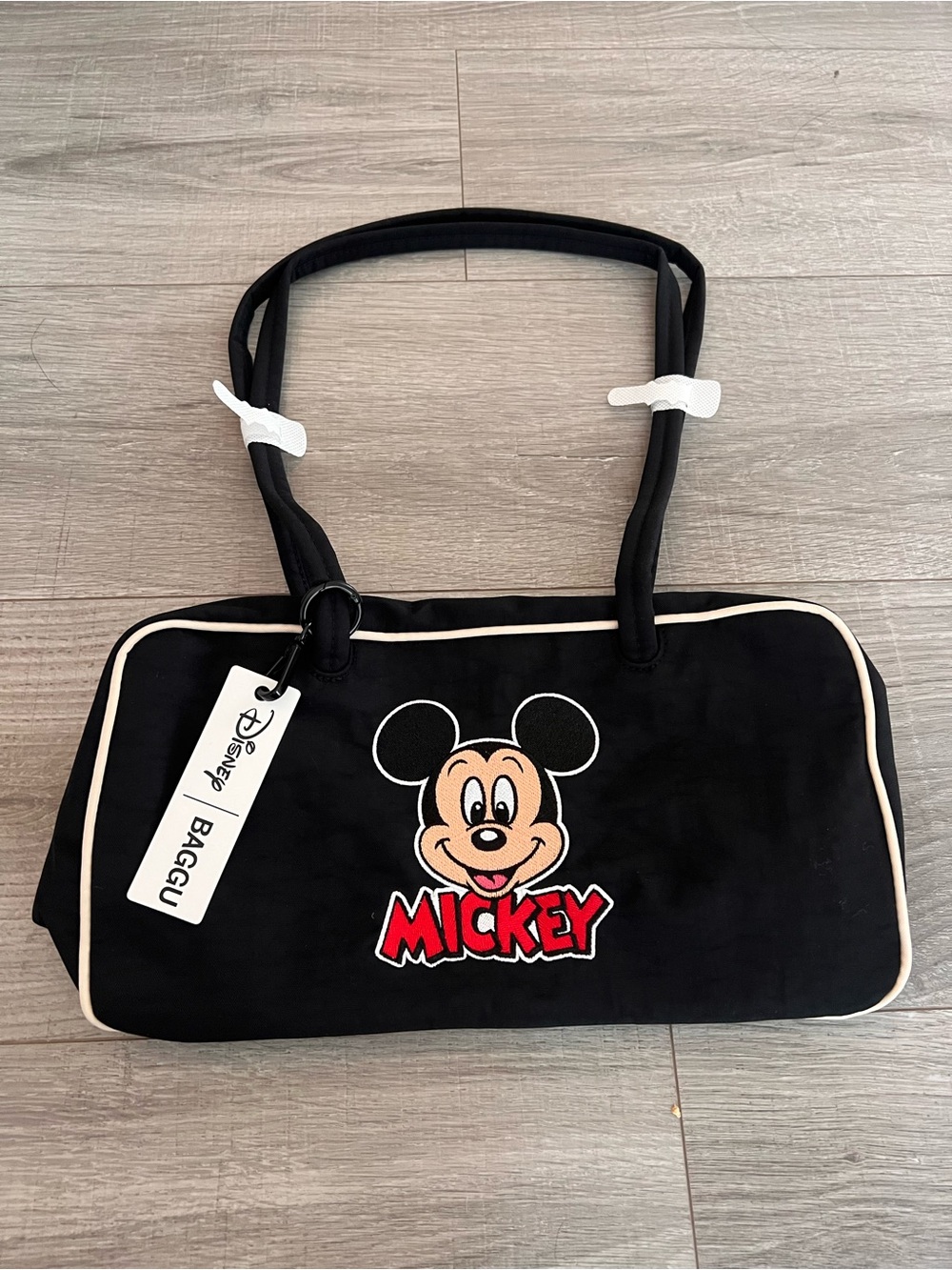 NWT Baggu Bowler Bag Embroidered Mickey Mouse Club Black Disney